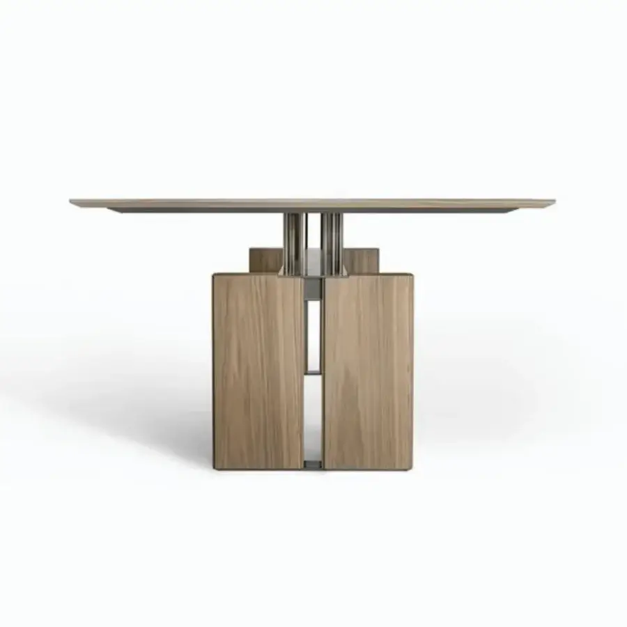 Luxury Giorgetti G-Code table crafted in Italy with canaletto walnut wood and matte finish
