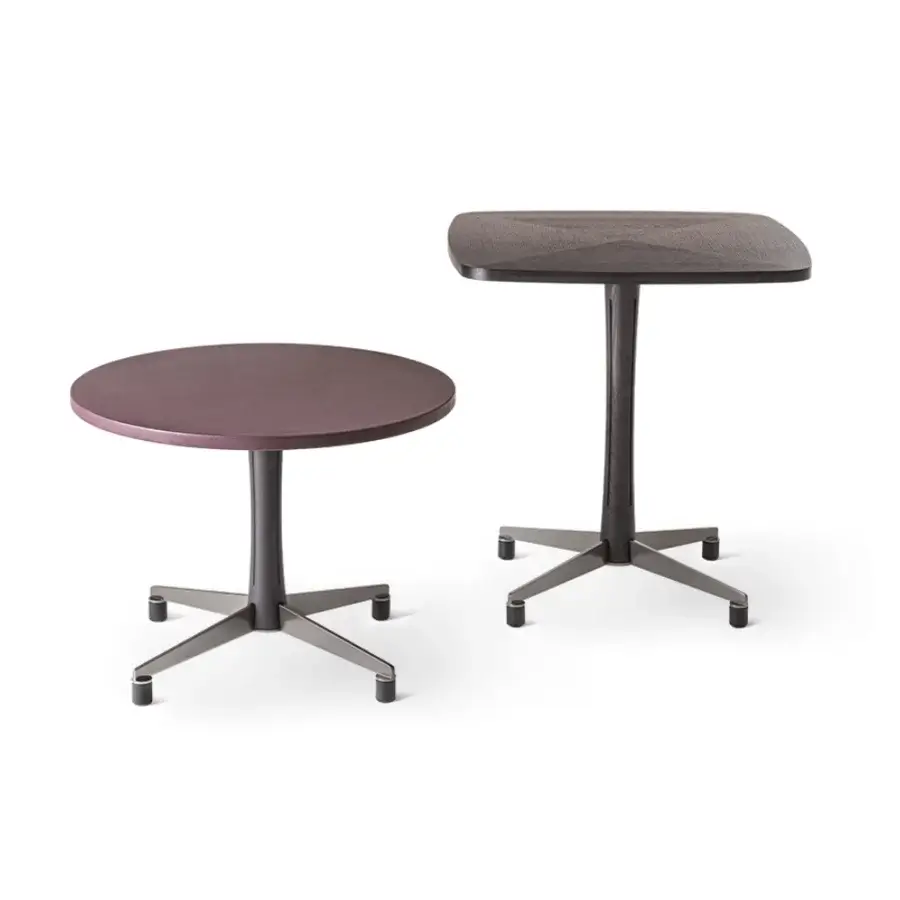 Distinguished Giorgetti Spark coffee table with dark brown wood top and meticulously polished natural wood structure