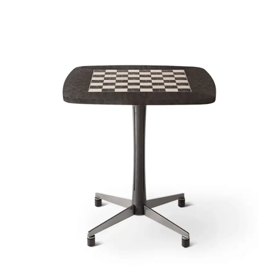 Exceptional Giorgetti Spark table crafted with a dark textured surface and sleek metal four-legged base for strategic play