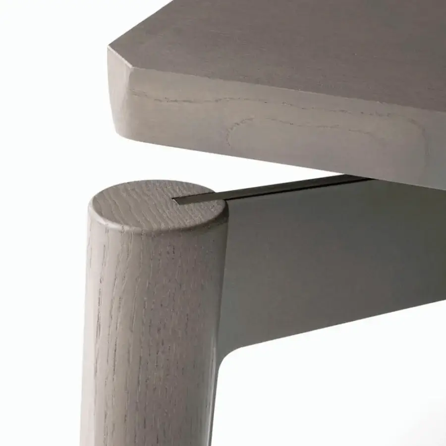 Elegant Giorgetti Kukei sideboard crafted with wood, displaying a matte gray finish and natural wood grain