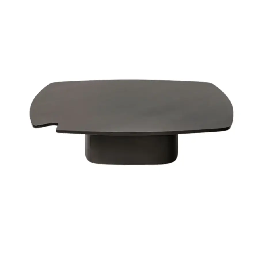 Distinguished Giorgetti Woody&Mia coffee table with dark-toned wood and enveloping lines in a matte finish