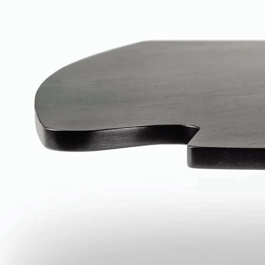 Avant-garde Giorgetti Woody&Mia coffee table crafted with a dark glossy leather structure and curved lines