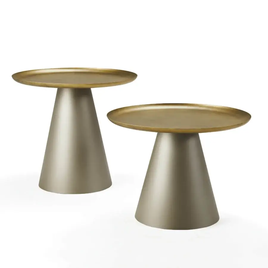 Superior Cattelan Italia Amerigo side table with titanium embossed lacquered steel and brushed bronze lacquered steel surface