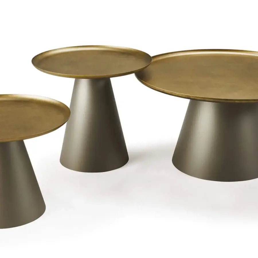 Elegant Cattelan Italia Amerigo side table with titanium embossed lacquered steel and brushed bronze lacquered steel top