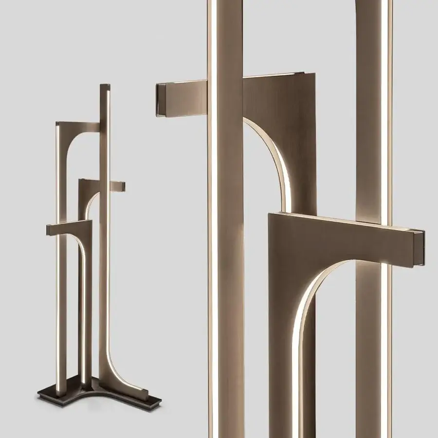 Exclusive Arketipo Untitled floor lamp with geometric design in bronze-toned metal and smooth matte finish