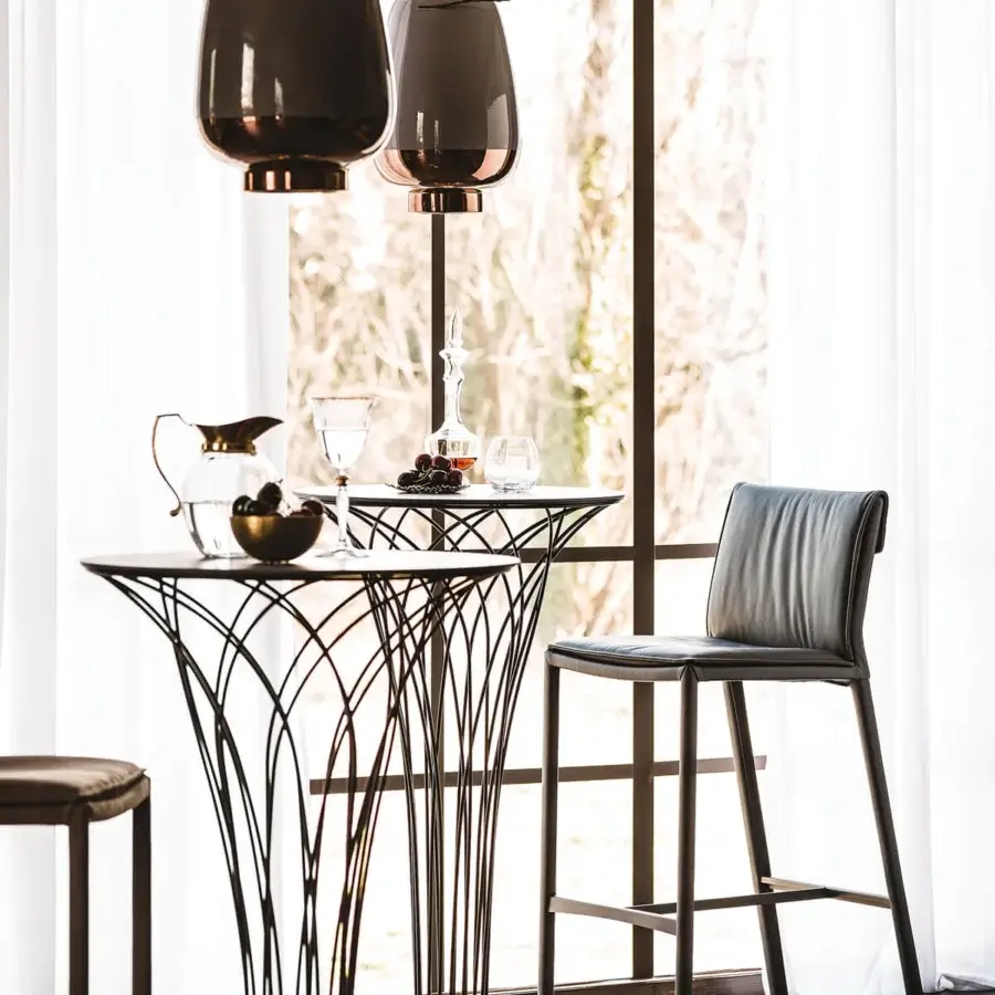 Distinguished Cattelan Italia Isabel stool with dark gray upholstery and sleek metal frame built with a matching tone