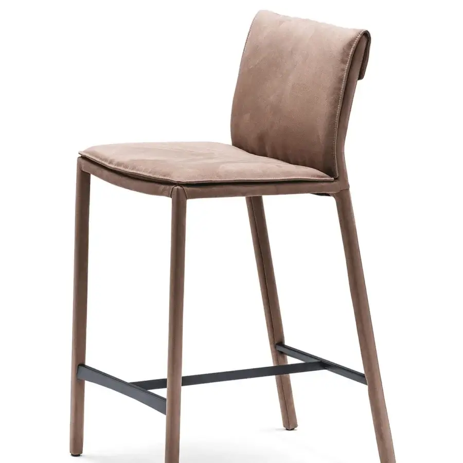 Sophisticated Cattelan Italia Isabel stool in brown textile with a matte finish and dark metal brace