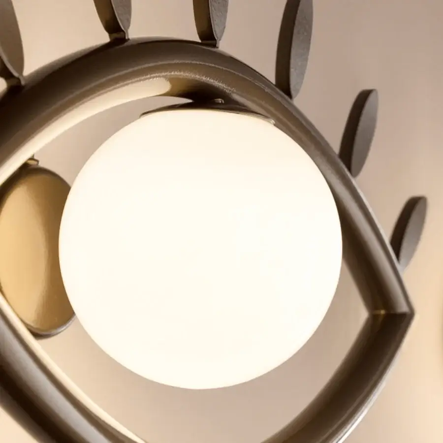 Captivating Masiero Visio full wall lamp with a stylized eye in painted metal and Murano triplex glass diffuser