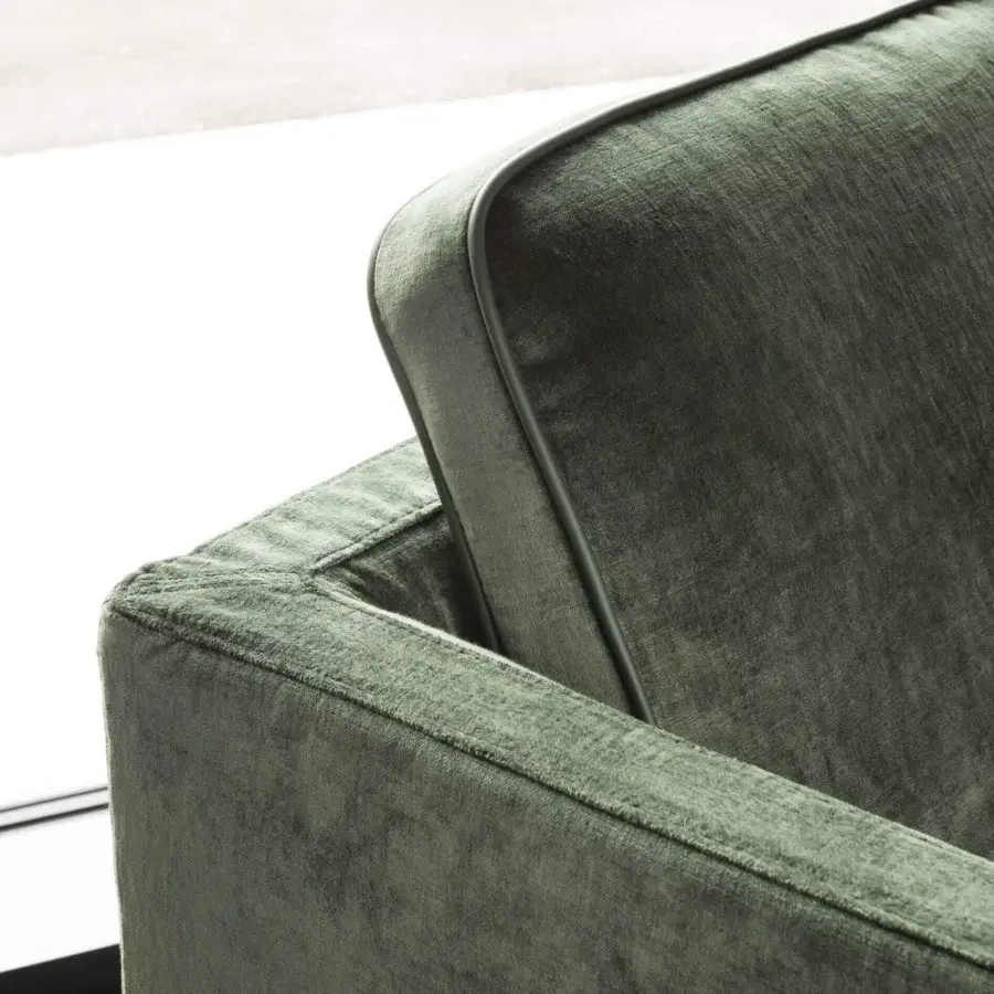 Superior Presotto Raffaello lounge chair crafted in dark green textile with a matte finish and cockpit structure