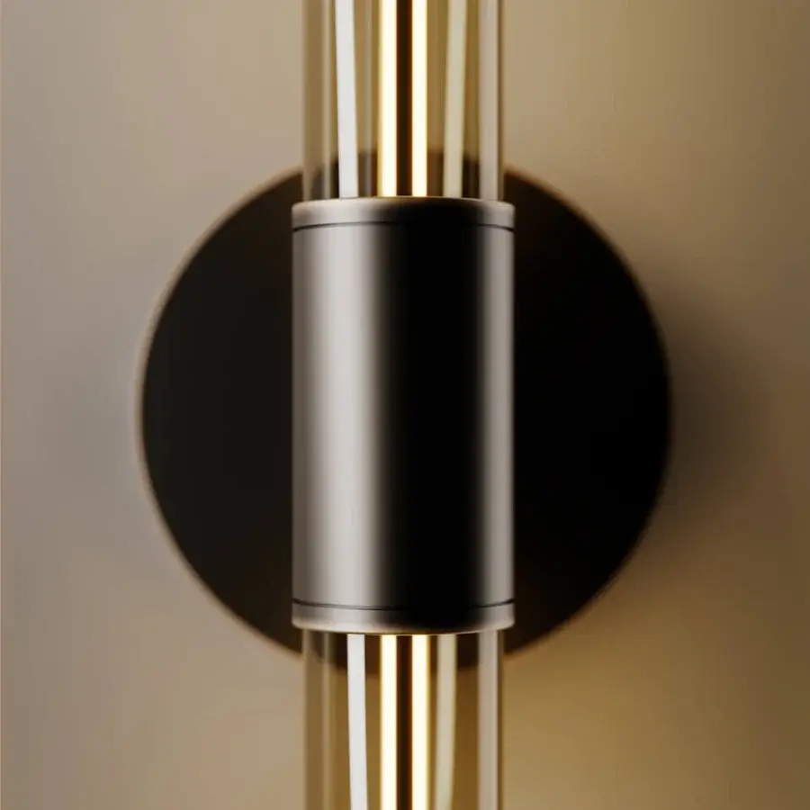 Elegant VENICEM Cross wall lamp with translucent Murano glass tubes and a matte metallic finish
