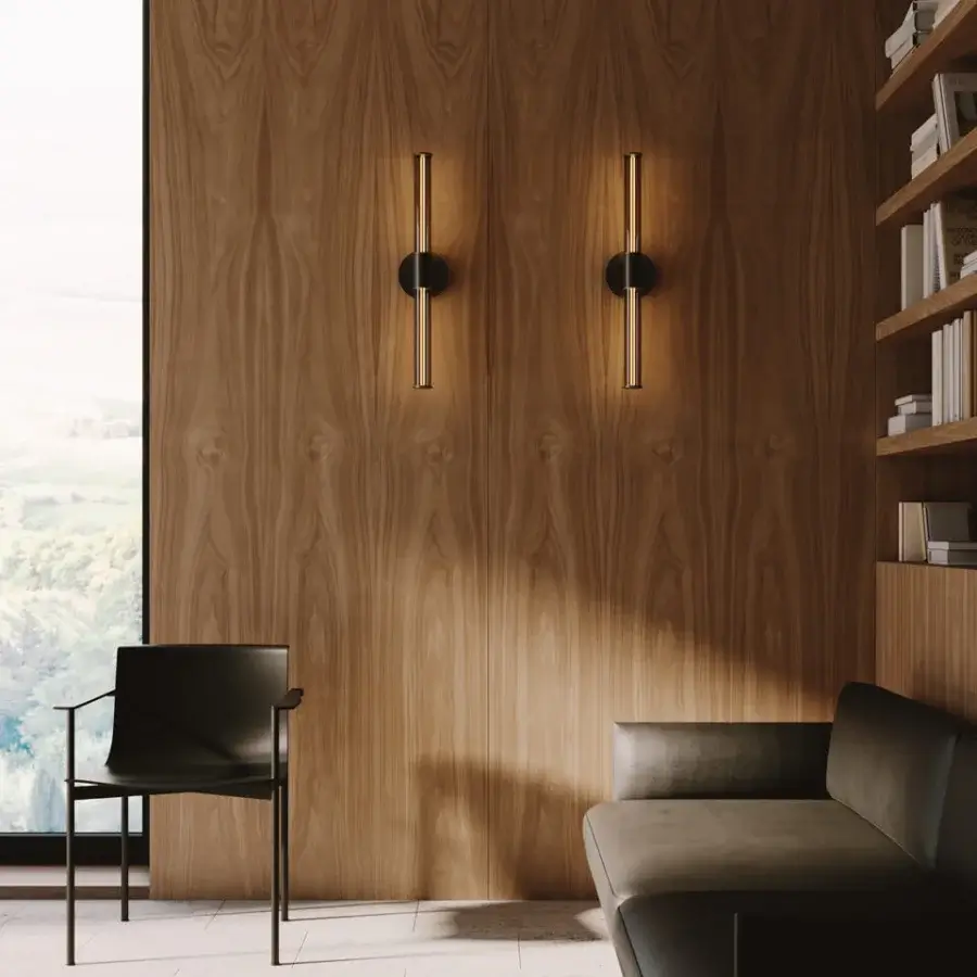 Superior VENICEM Cross wall lamp with pure Murano glass diffuser and golden stem built with a sleek black base