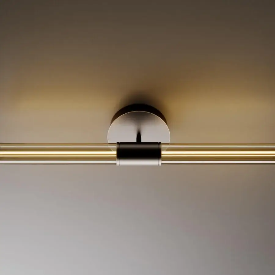 Exceptional VENICEM Cross wall lamp with horizontal Murano glass and gray metallic adjustable structure crafted in Italy