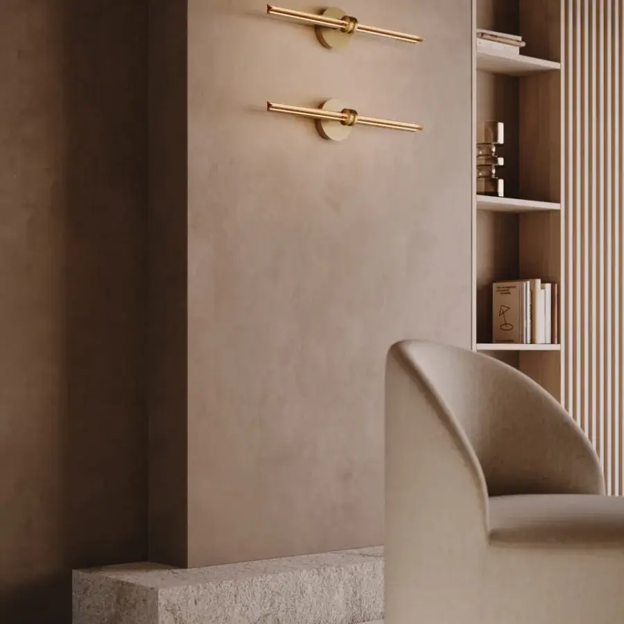 Exceptional VENICEM Optical Wall Lamp crafted in burnished brass with a linear Murano glass trihedron and gold finish