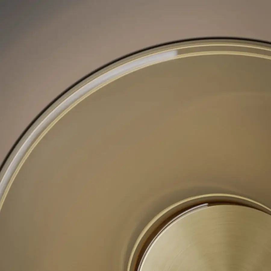 Sophisticated VENICEM Zen lamp crafted in burnished brass with concentric rings and etched detailing for walls or ceilings