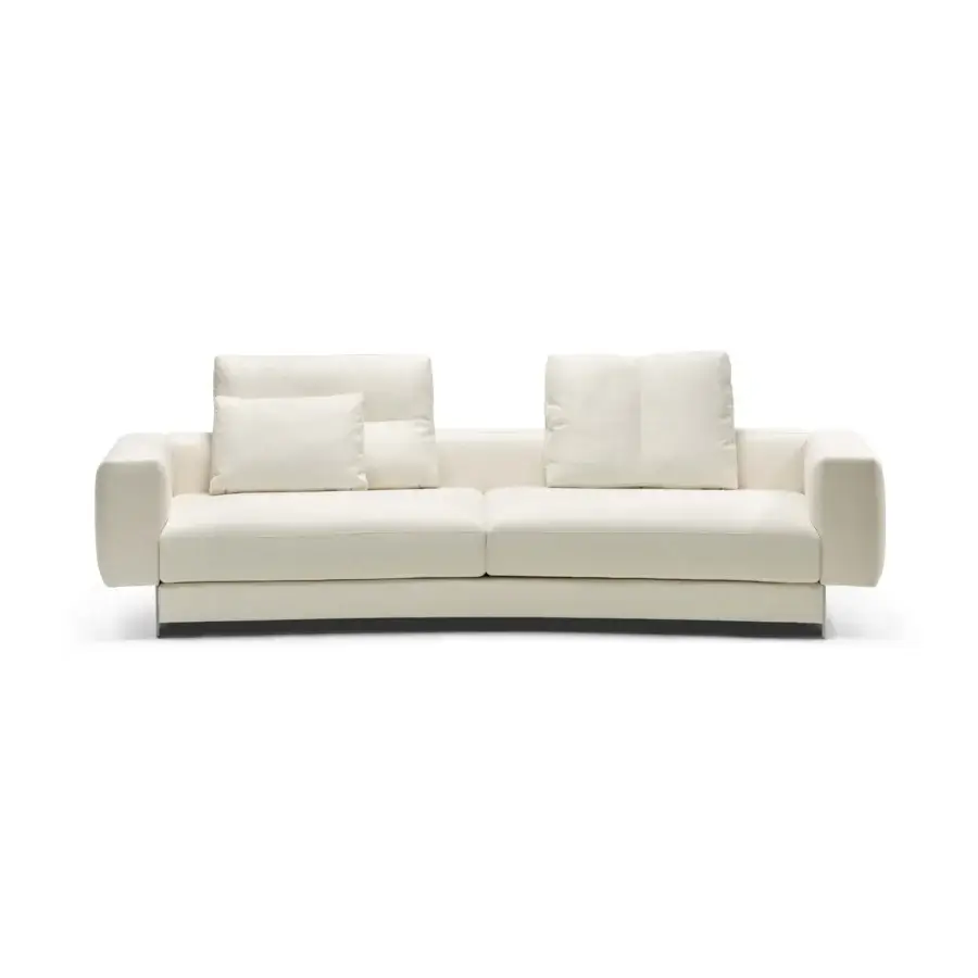 Distinguished Arketipo Milky Way sofa with quilted vertical lines and a low profile built in matte off-white textile