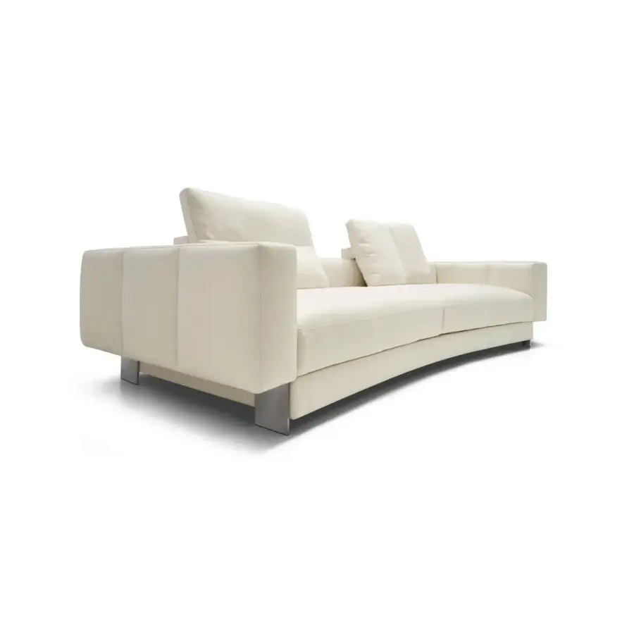 Exceptional Arketipo Milky Way sofa upholstered in matte off-white textile with quilted vertical lines and short metal legs