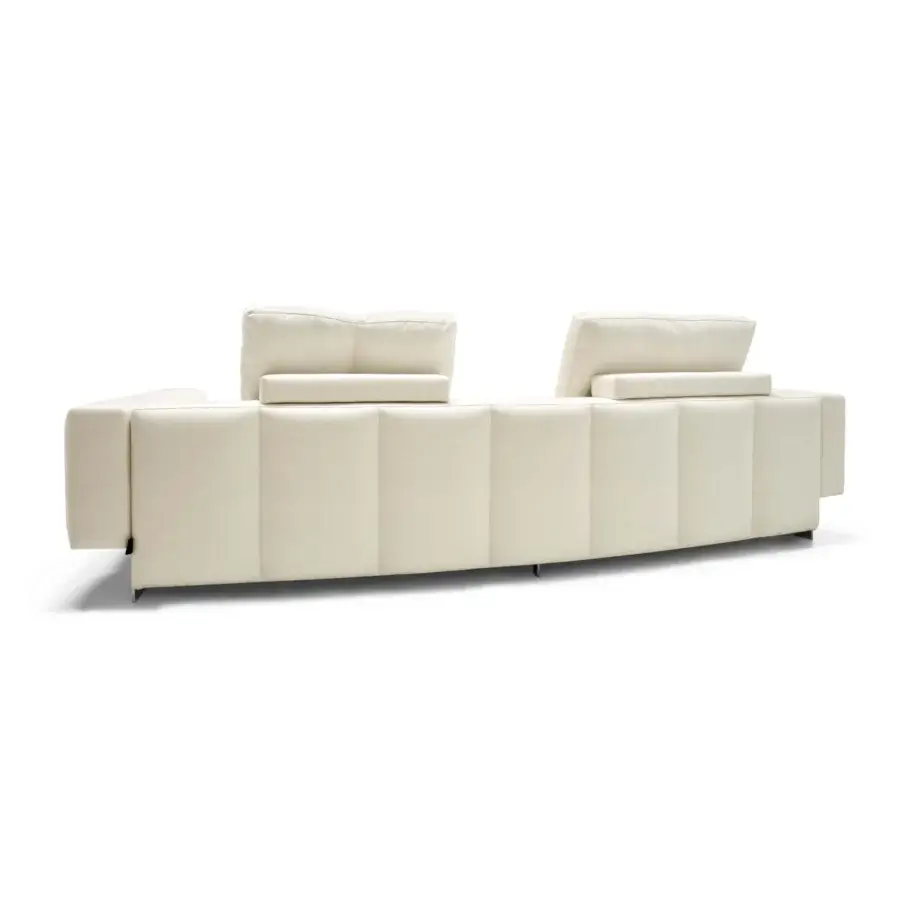 Captivating Arketipo Milky Way sofa upholstered in smooth matte off-white textile with quilted vertical lines