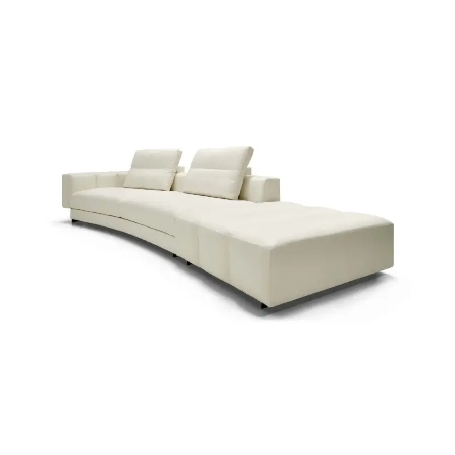 Distinguished Arketipo Milky Way sofa with light ivory quilted structure and rounded cushions crafted in smooth matte textile or leather