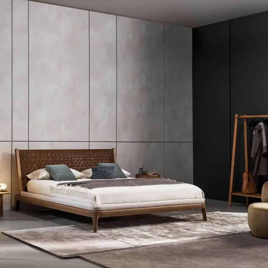 Exceptional Bonaldo Isola coat rack crafted in solid wood with a smooth matte light brown finish and veneered wood shelf