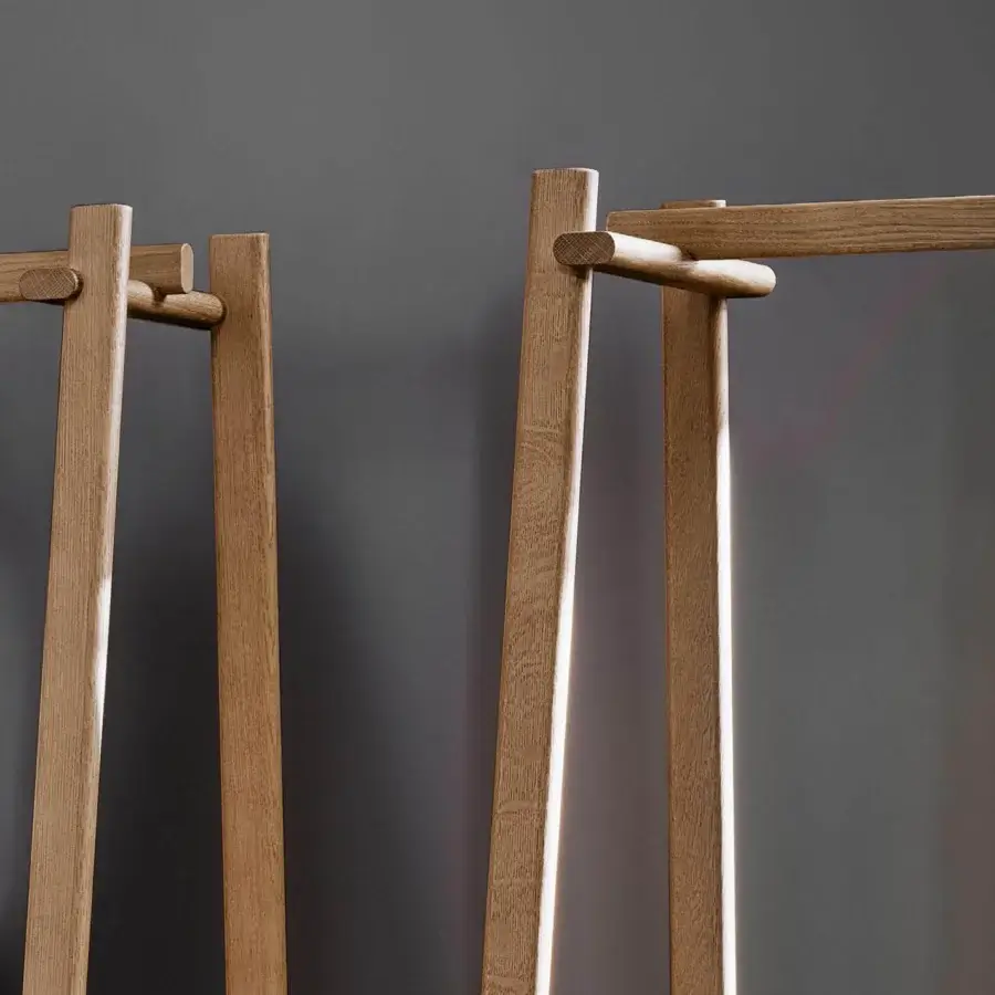Distinguished Bonaldo Isola coat rack crafted in Italy with light-toned solid wood and a veneered wood bottom shelf