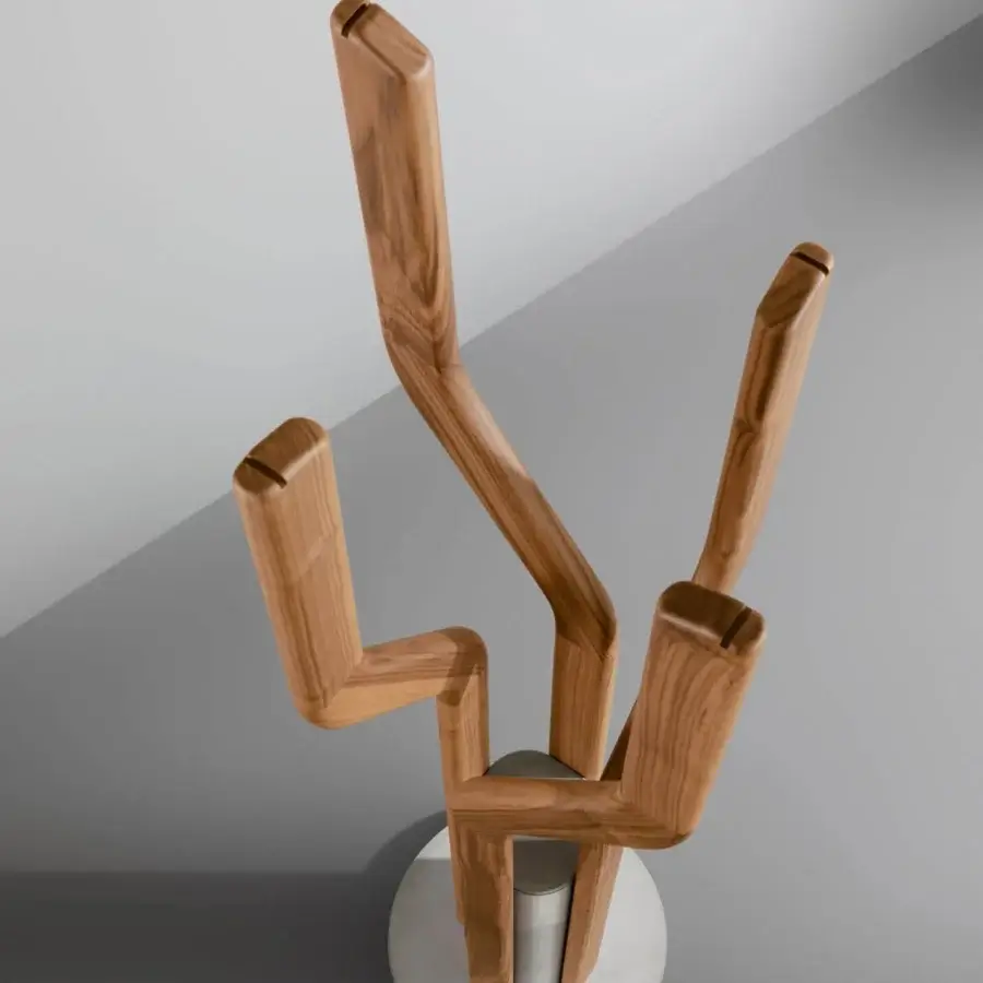 Superior Bonaldo Alma coat stand with geometric solid wood stems and contrasting concrete base