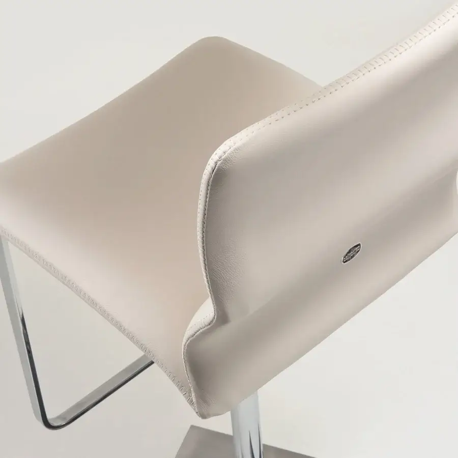Distinguished Cattelan Italia Victor stool with light beige soft leather upholstery and sleek chrome steel base