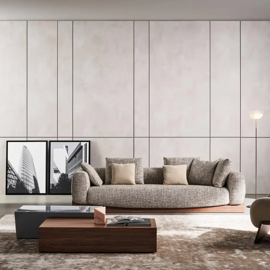 Distinguished Bonaldo Litos coffee table with veneered wood construction and darker accent, exhibiting a matte finish