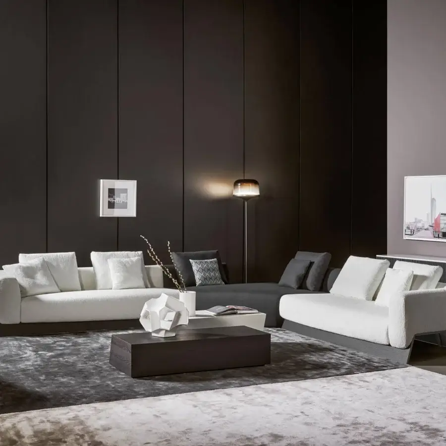 Superior Bonaldo Litos coffee table with dark veneered wood and a lighter rectangular surface creating a tiered design
