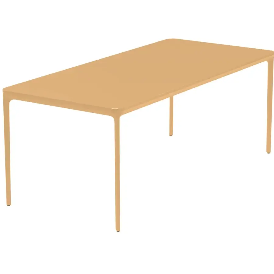 Elegant Sovet Italia Slim 20 table with lacquered aluminum and warm beige MDF exhibiting a smooth matte finish