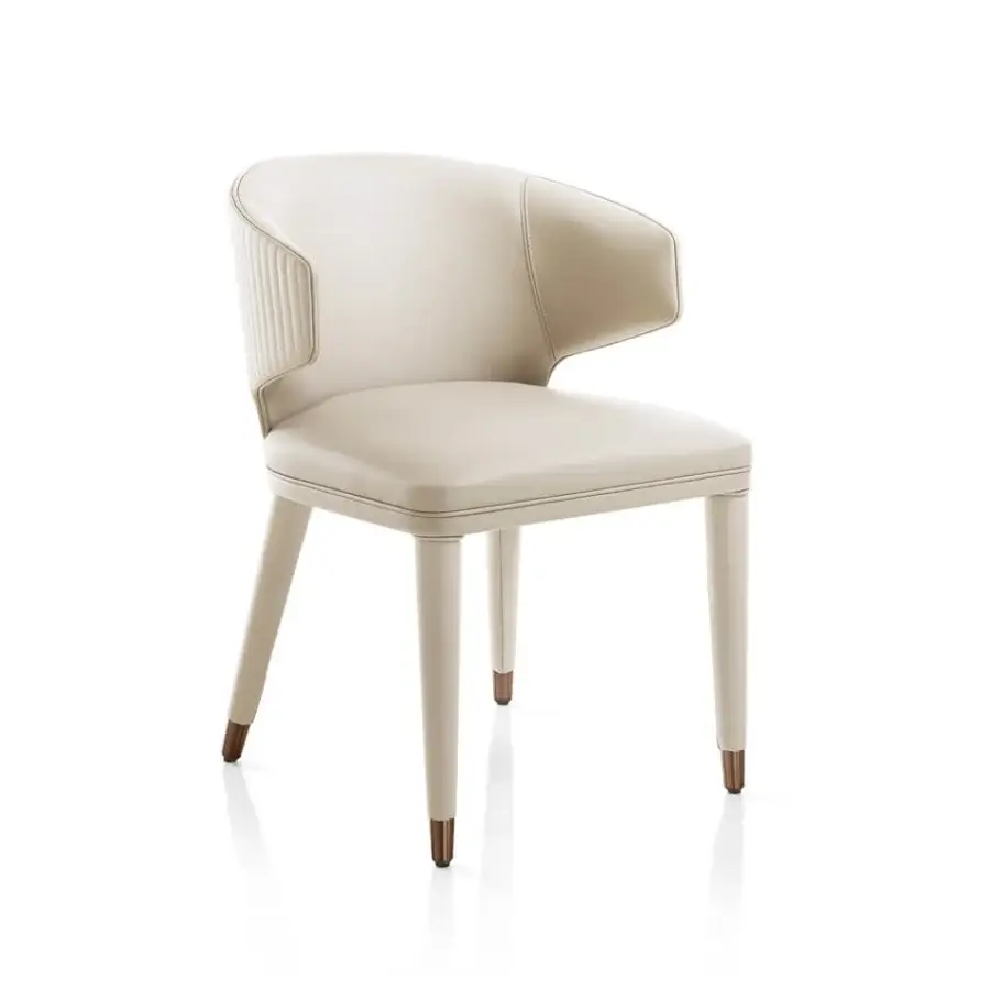 Distinguished DV Home Collection Hollywood chair with beech plywood shell and creamy synthetic upholstery with vertical stitching
