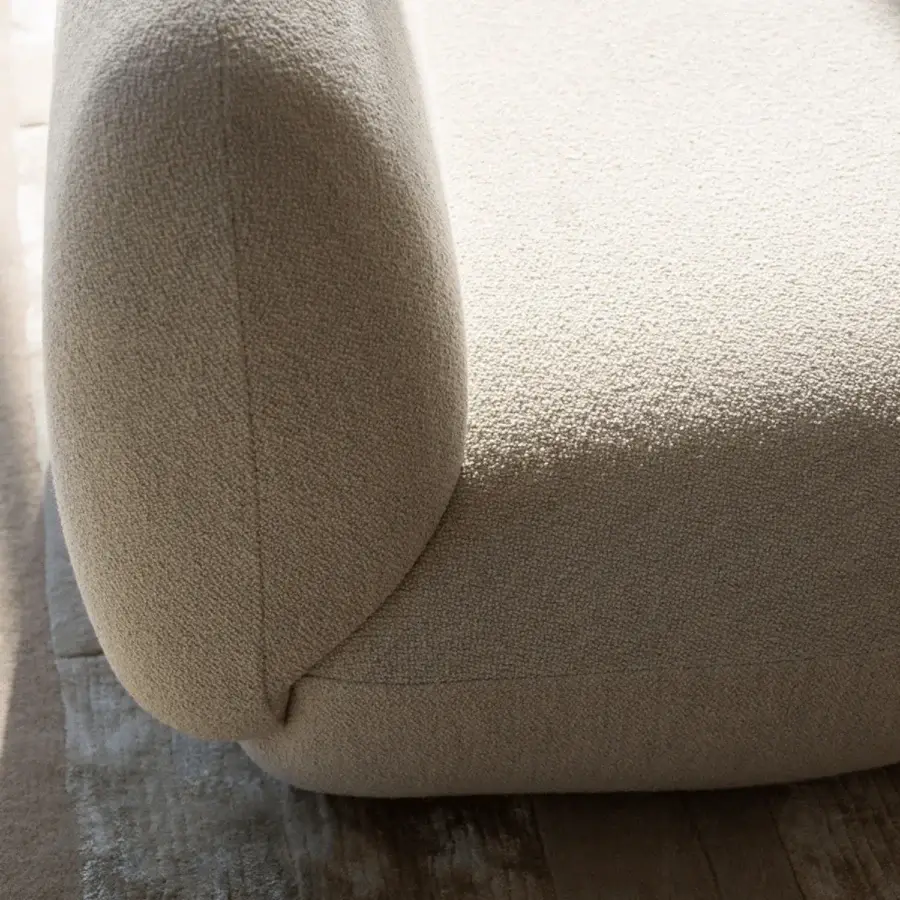 Superior Potocco Jade sectional sofa upholstered in light beige textured textile with matte finish