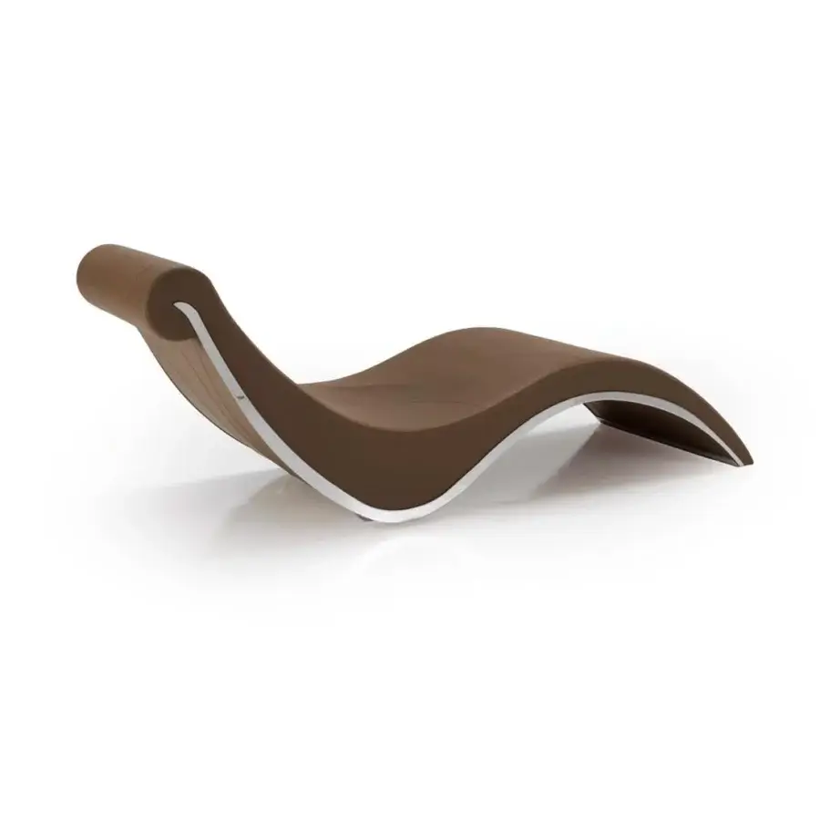 Distinguished Cattelan Italia Sylvester chaise lounge upholstered in lavish brown synthetic leather with chromed steel details