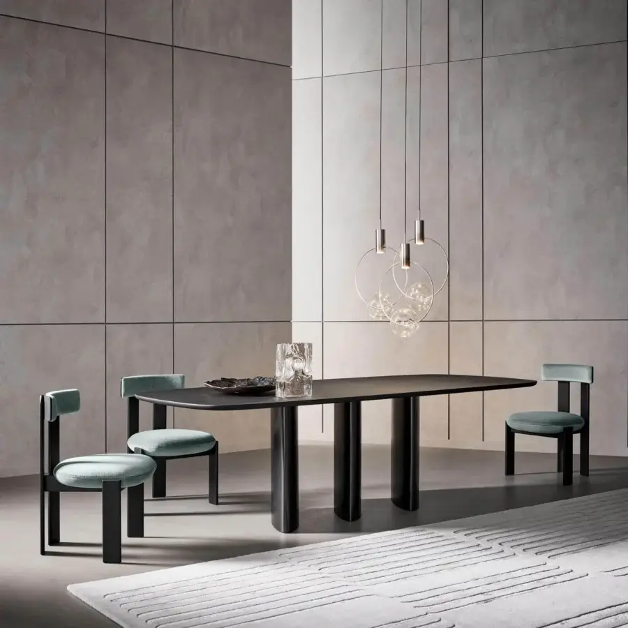 Distinguished Bonaldo Keshi suspension lamp with sinuous blown glass spheres and brushed metal structure