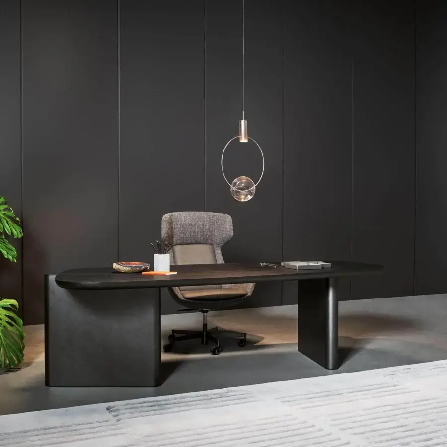 Distinguished Bonaldo Keshi suspension lamp with a sinuous metal stem and transparent blown glass sphere