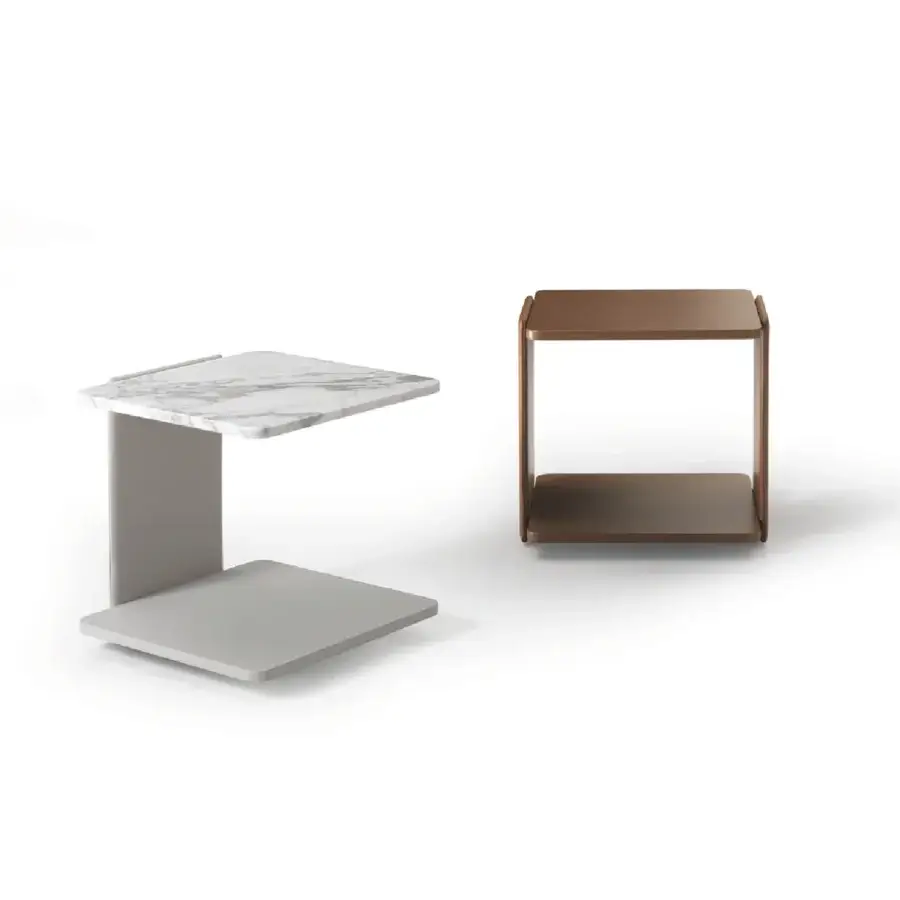 Sophisticated 4 Mariani Sella coffee table with a square marble-patterned top and sleek grey-toned base