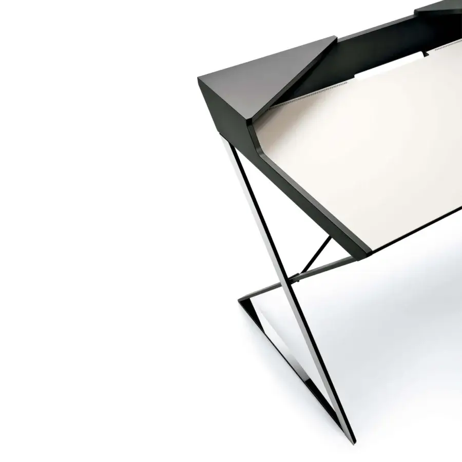 Distinguished Cattelan Italia Qwerty desk with graphite painted steel frame and graphite embossed MDF top