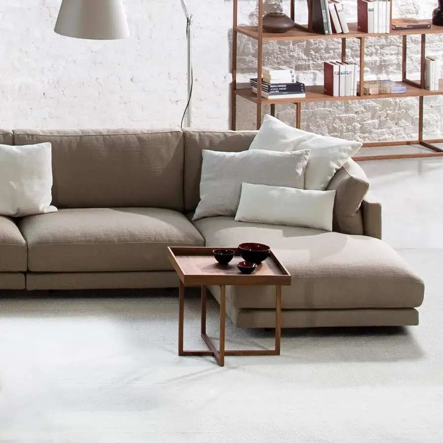 Distinguished Swan Italia Match side table crafted in Canaletto walnut with a smooth matte texture