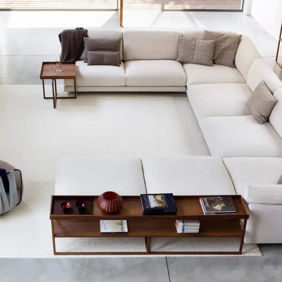 Superior Swan Italia Match side table in Canaletto walnut with smooth matte finish for holding items