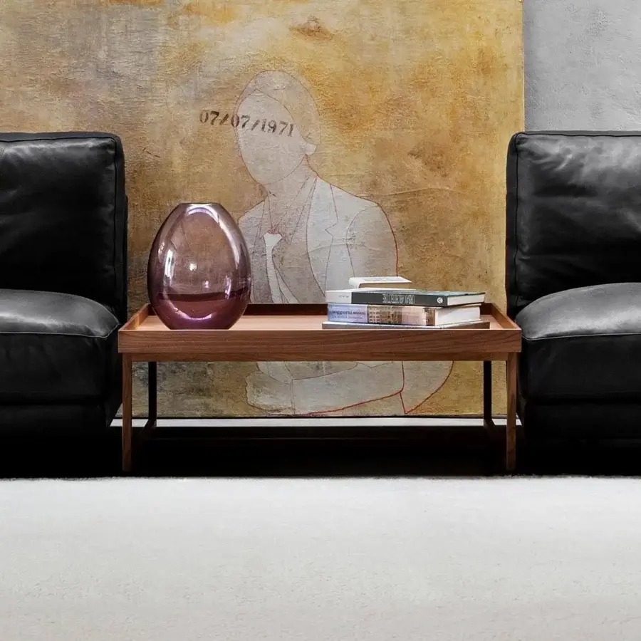 Superior Swan Italia Match coffee table with a warm brown Canaletto walnut frame and smooth finish embodies modern style