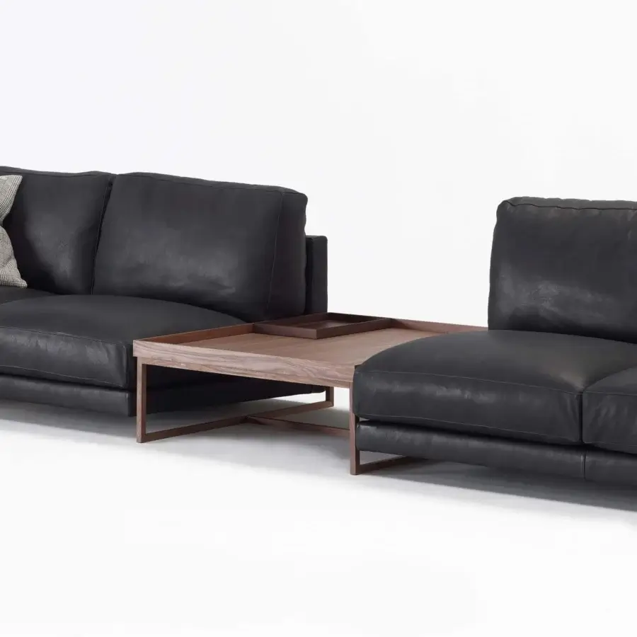 Captivating Swan Italia Match coffee table built in Canaletto walnut with a matte brown finish and geometric form