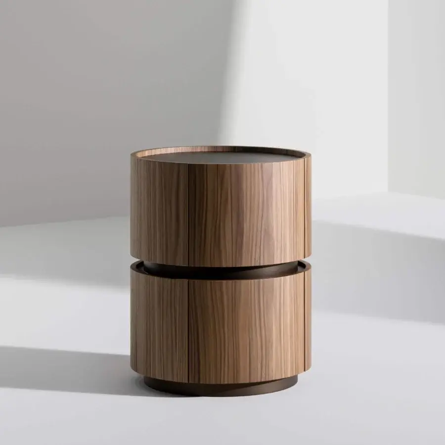 Elegant Bonaldo Moneypenny drawer unit crafted with canaletto veneered wood and bronze matt lacquered wood for a harmonious design