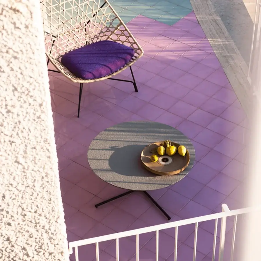 Elegant Potocco Graphic coffee table crafted in Italy with grey matte surface and minimalist black metal base