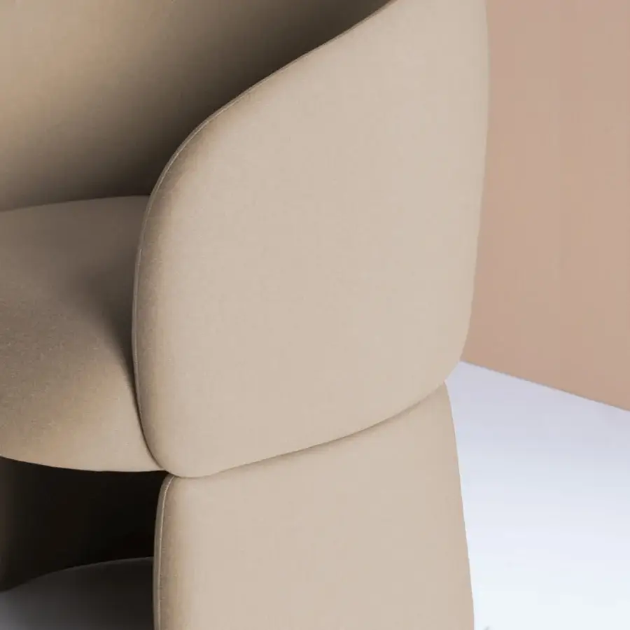 Distinguished Potocco Jade dining armchair upholstered in light beige fire-retardant polyurethane foam with matte finish