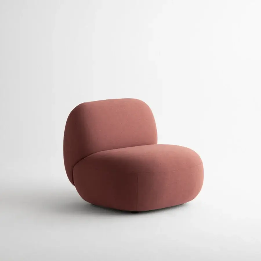 Exceptional Potocco Jade lounge chair upholstered in reddish-brown polyurethane foam with a matte finish