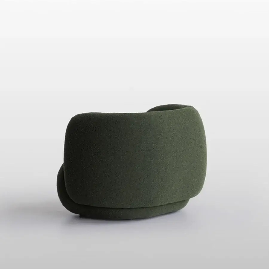 Lavish Potocco Jade lounge armchair crafted in Italy with dark green textile and matte finish