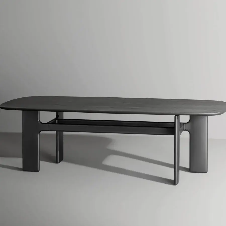 Exceptional Bonaldo Hippos table with a dark gray high-density polyurethane base and refined tabletop showcasing vertical indentation
