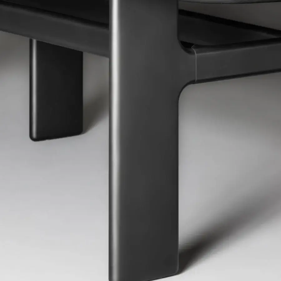 Sophisticated Bonaldo Hippos table with a matt painted polyurethane base and wood top in a uniform black finish