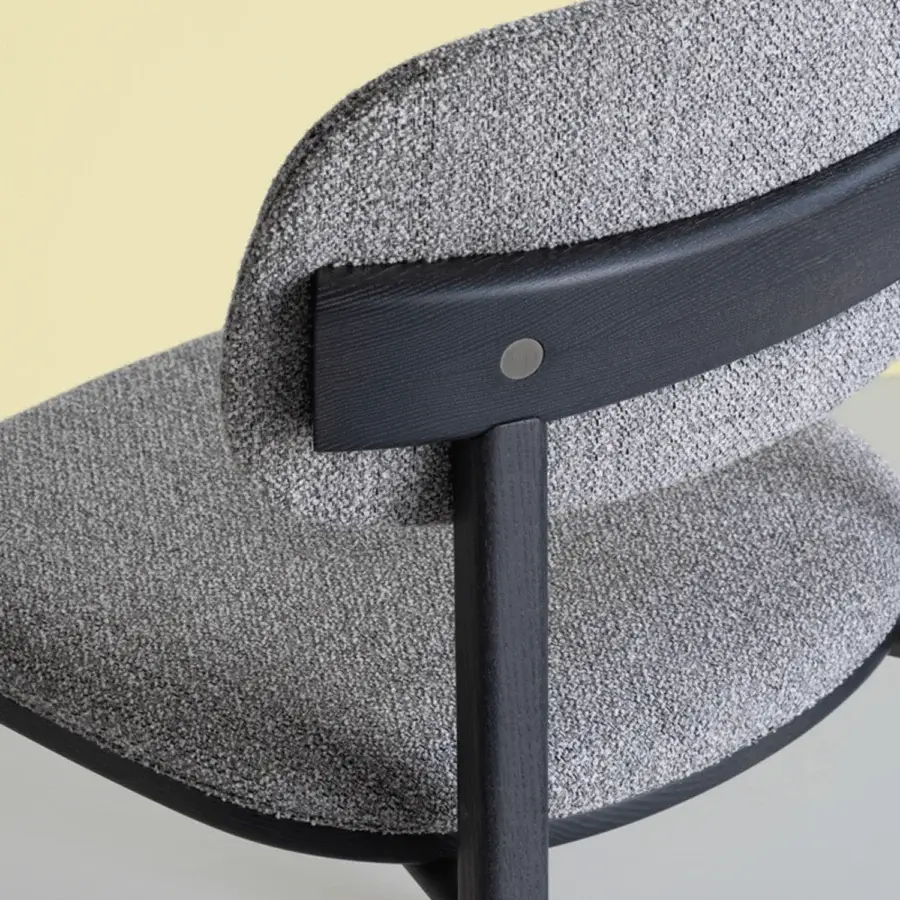 Exceptional Potocco Helvetica chair crafted in ash wood and metal with matte gray textile and dark-toned finish