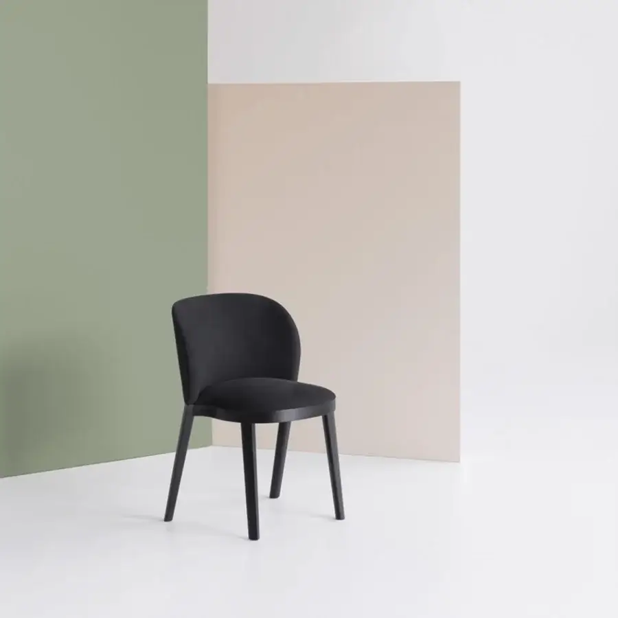 Superior Potocco Trousse chair with solid ash wood frame and black finish embodies Italian elegance and balanced proportions