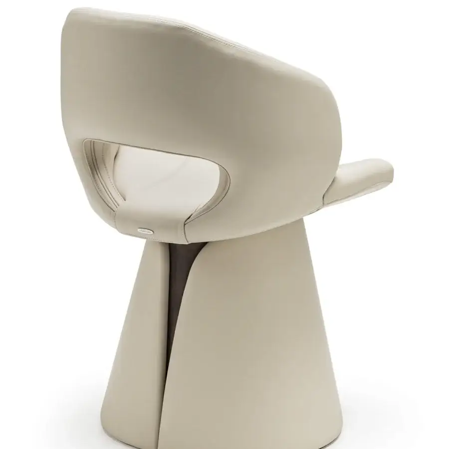 Elegant Cattelan Italia Dafne chair in light beige leather with brilliantly finished metal detail